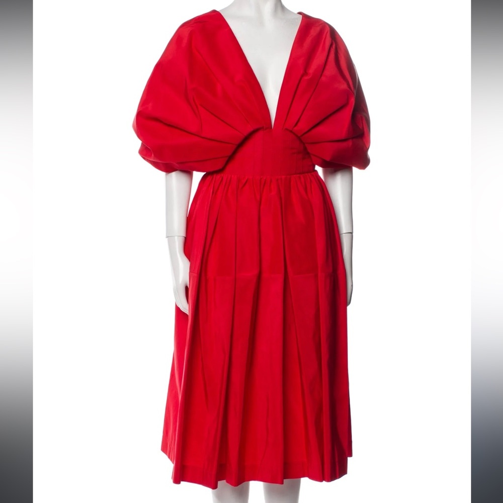 ALEXANDER MCQUEEN Cocoon Gown Dress In Valentine Red Size 8/10  M L Large 44 - Picture 9 of 16